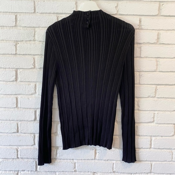 House of Dagmar Black High Neck Crinkle Blouse Shirt Women’s Size Large - Picture 4 of 9